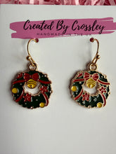 Load image into Gallery viewer, Christmas Wreath Charm Earrings
