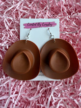 Load image into Gallery viewer, Large Brown Cowboy Hat Charm Earrings
