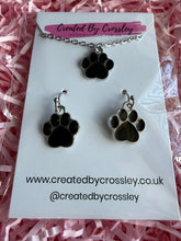 Load image into Gallery viewer, Black Paw Print Jewellery Set
