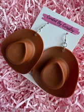 Load image into Gallery viewer, Large Brown Cowboy Hat Charm Earrings
