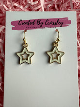 Load image into Gallery viewer, White Outline Star Charm Earrings
