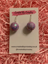 Load image into Gallery viewer, Lilac Disco Ball Charm Earrings
