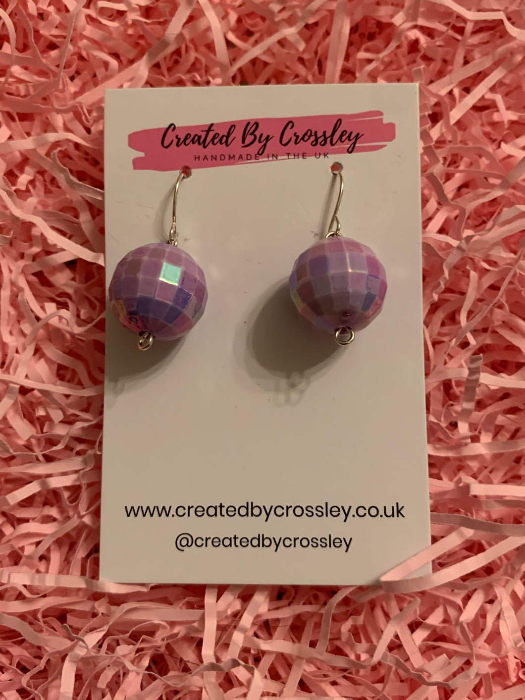 Lilac Disco Ball Charm Earrings