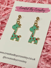 Load image into Gallery viewer, Colourful Giraffe Charm Earrings

