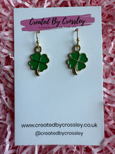 Load image into Gallery viewer, Four Leaf Clover Charm Earrings
