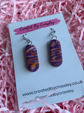 Load image into Gallery viewer, Purple Pattern Clay Earrings
