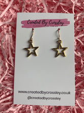 Load image into Gallery viewer, Gold Star Outline Charm Earrings
