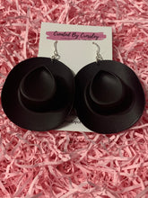 Load image into Gallery viewer, Large Black Cowboy Hat Charm Earrings
