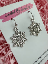 Load image into Gallery viewer, Sparkly Snowflake Charm Earrings
