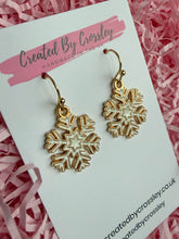 Load image into Gallery viewer, White Snowflake Charm Earrings
