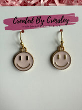 Load image into Gallery viewer, Light Pink Happy Face Charm Earrings
