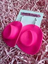 Load image into Gallery viewer, Large Pink Cowboy Hat Charm Earrings
