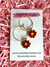 Load image into Gallery viewer, Colourful Daisy Charm Hoop Earrings
