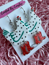 Load image into Gallery viewer, White Chicken Charm Earrings
