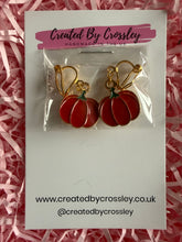 Load image into Gallery viewer, Pumpkin Clip On Earrings
