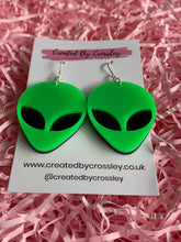 Load image into Gallery viewer, Green Alien Earrings
