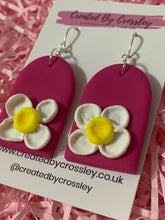 Load image into Gallery viewer, Pink Flower Arch Clay Earrings
