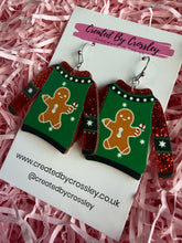Load image into Gallery viewer, Gingerbread Man Christmas Jumper Charm Earrings
