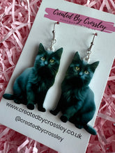 Load image into Gallery viewer, Black Cat Charm Earrings

