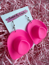 Load image into Gallery viewer, Large Pink Cowboy Hat Charm Earrings
