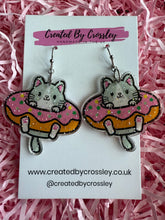 Load image into Gallery viewer, Donut Cat Charm Earrings
