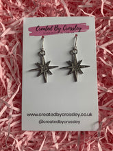 Load image into Gallery viewer, Silver Gem Star Charm Earrings
