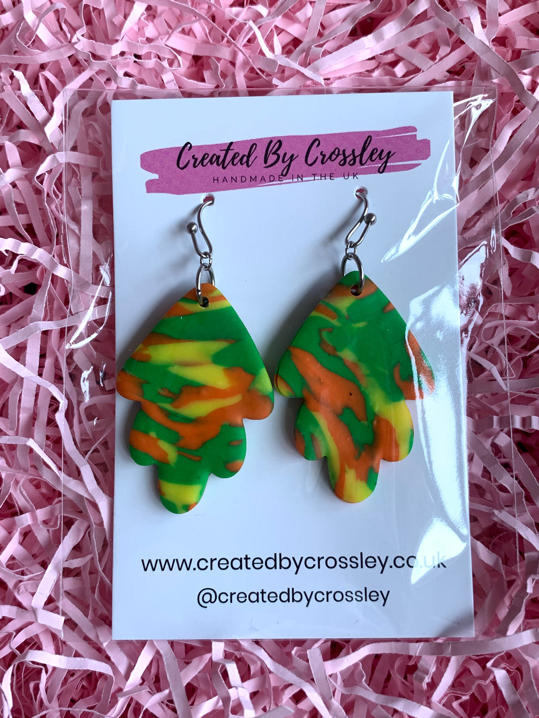 Green Pattern Clay Earrings