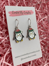 Load image into Gallery viewer, Christmas Penguin Charm Earrings
