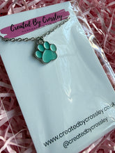 Load image into Gallery viewer, Light Blue Paw Print Charm Necklace

