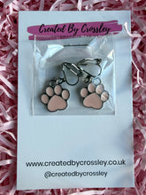 Load image into Gallery viewer, Pink Paw Print Clip On Earrings
