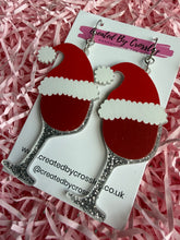 Load image into Gallery viewer, Large Festive Wine Glass Charm Earrings
