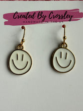 Load image into Gallery viewer, White Happy Face Charm Earrings
