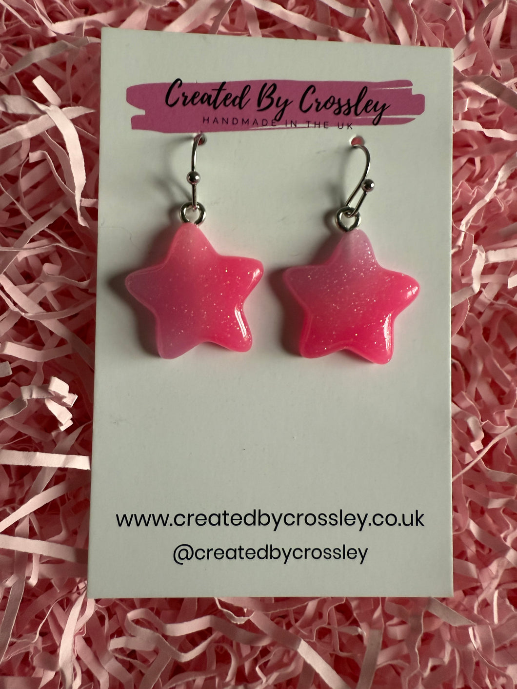 Pink Star Charm Earrings