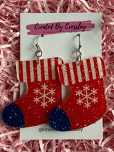 Load image into Gallery viewer, Large Christmas Stocking Charm Earrings
