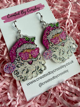 Load image into Gallery viewer, Pink Glitter Santa Charm Earrings
