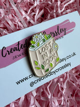 Load image into Gallery viewer, “Lost in a book” Flower Book Pin Badge
