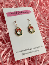 Load image into Gallery viewer, Christmas Wreath Charm Earrings
