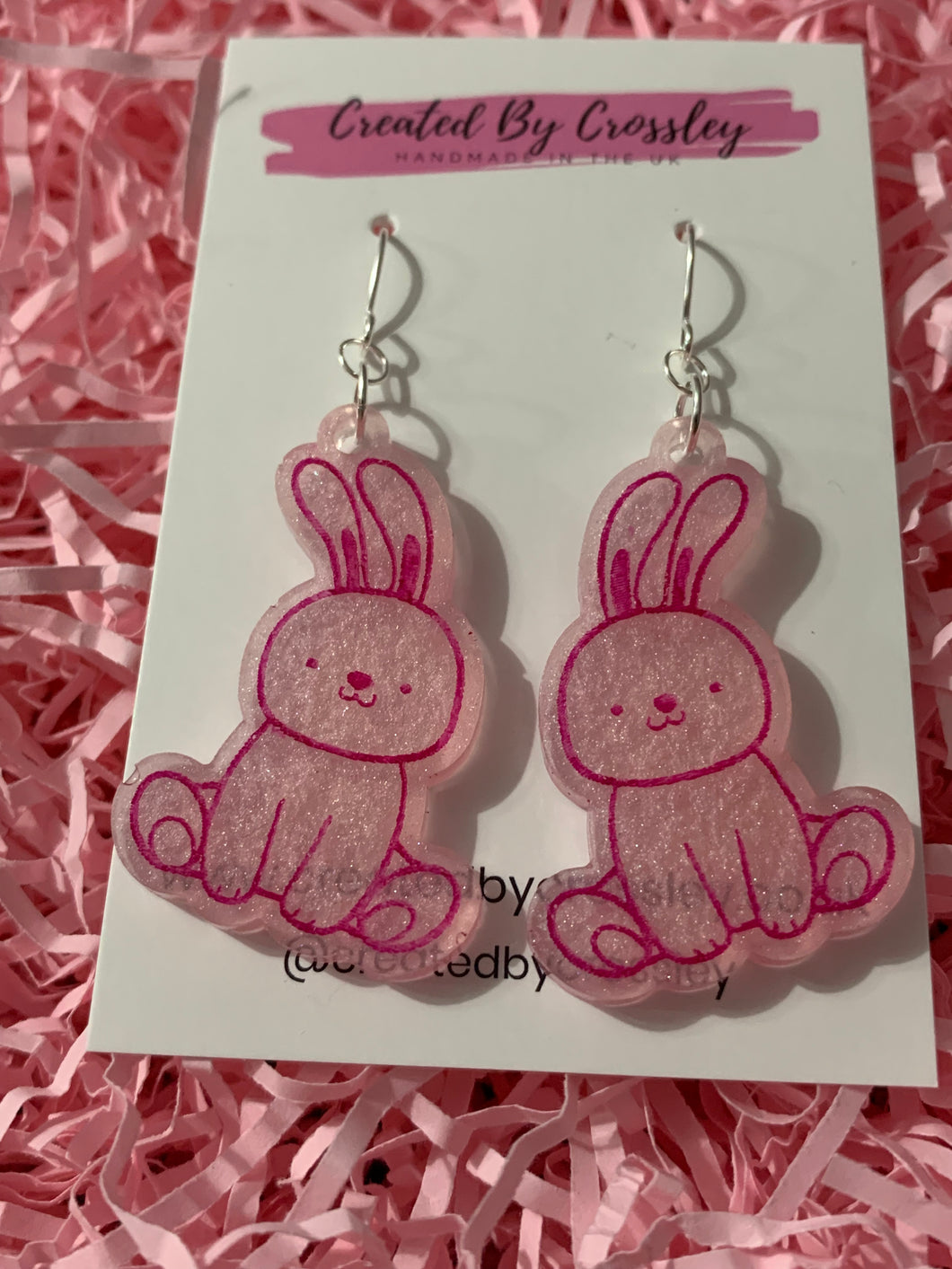 Pink Rabbit Resin Earrings