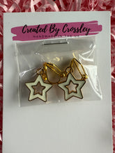 Load image into Gallery viewer, White Outline Star Clip On Earrings
