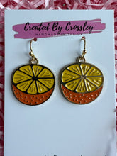 Load image into Gallery viewer, Orange Half Charm Earrings
