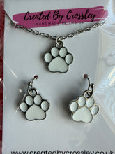 Load image into Gallery viewer, White Paw Print Jewellery Set
