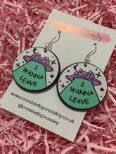 Load image into Gallery viewer, Alien Space Cat Charm Earrings
