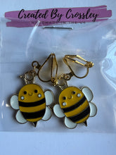 Load image into Gallery viewer, Bumble Bee Clip On Earrings
