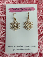 Load image into Gallery viewer, Gem Snowflake Charm Earrings
