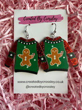 Load image into Gallery viewer, Gingerbread Man Christmas Jumper Charm Earrings
