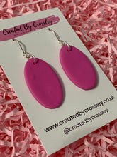 Load image into Gallery viewer, Pink Oval Clay Earrings
