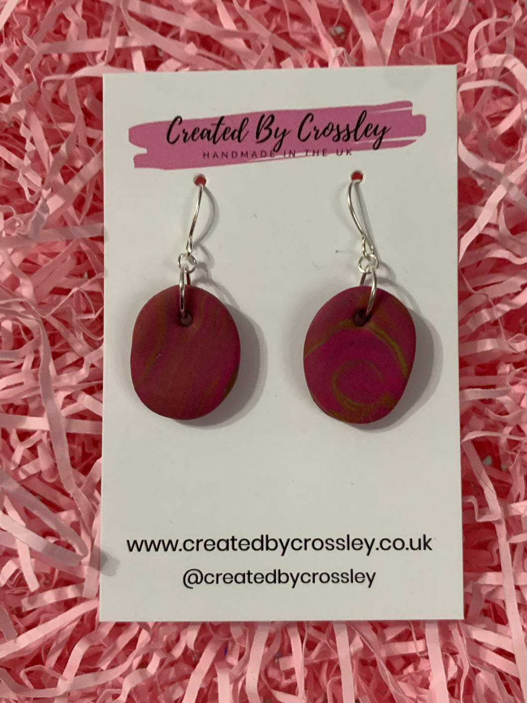 Dark Pink Clay Earrings