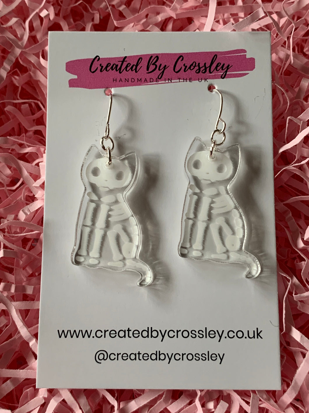 Skeleton Cat Charm Earrings