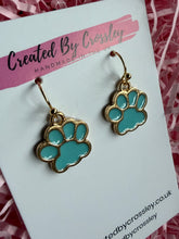 Load image into Gallery viewer, Blue Paw Print Charm Earrings
