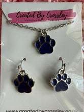Load image into Gallery viewer, Blue Paw Print Jewellery Set
